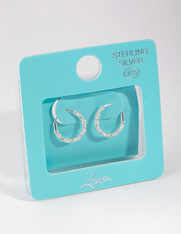 Sterling Silver Rope Twist Hoop Earrings