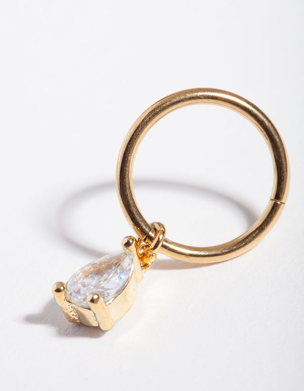 Surgical Steel Gold Pear Belly Ring