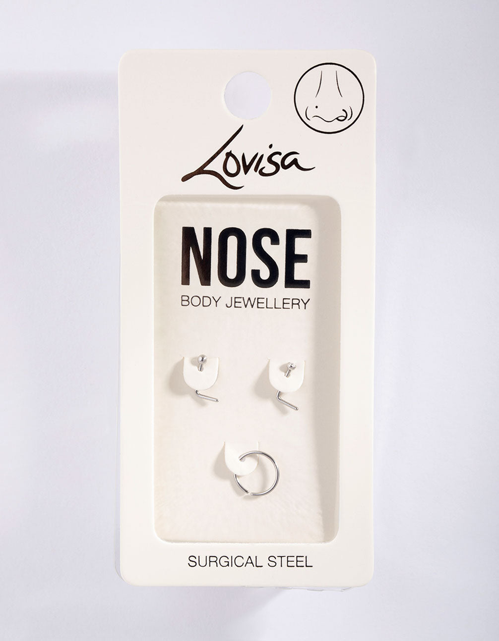 Surgical Steel Diamante Nose Ring Pack