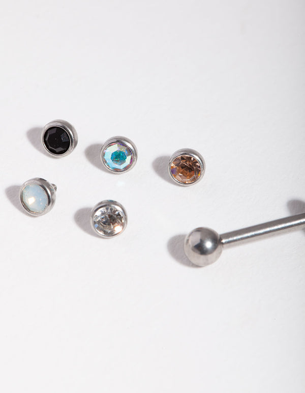 Surgical Steel Diamante Flat Back 6-Pack