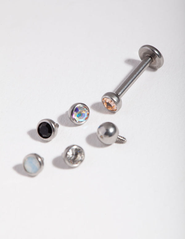 Surgical Steel Diamante Flat Back 6-Pack