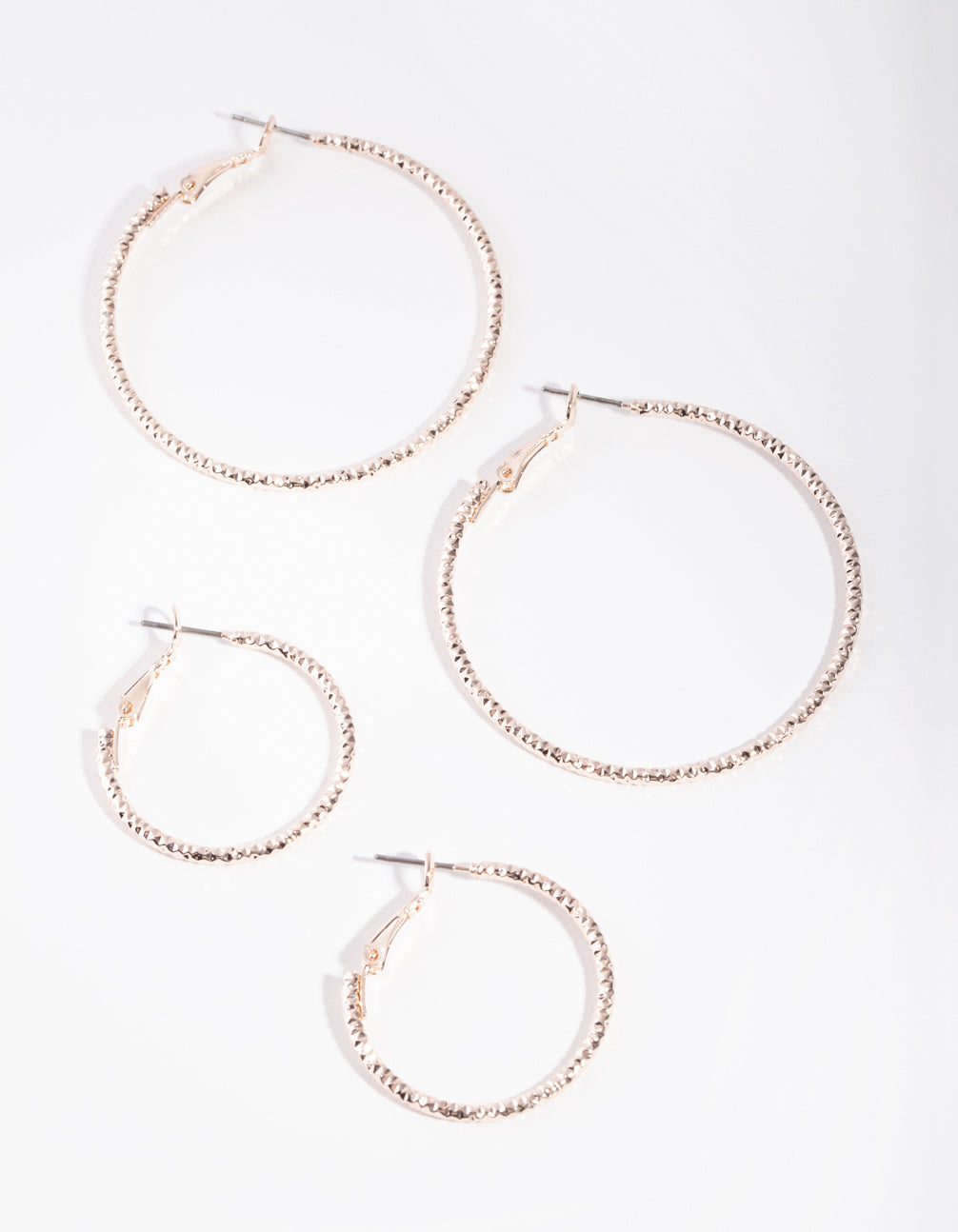 Rose Gold Hoop Diamond Cut Pack Earring