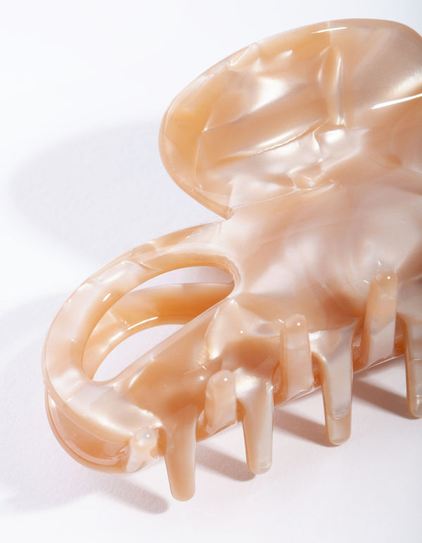 Cream Bow Claw Acetate Clip