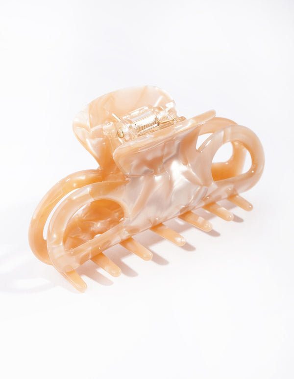 Cream Bow Claw Acetate Clip