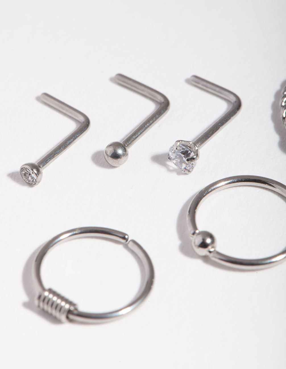 Surgical Steel Diamante Twist Nose Stud 6-Pack