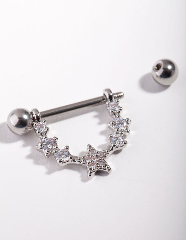 Surgical Steel Star Curve Nipple Bar