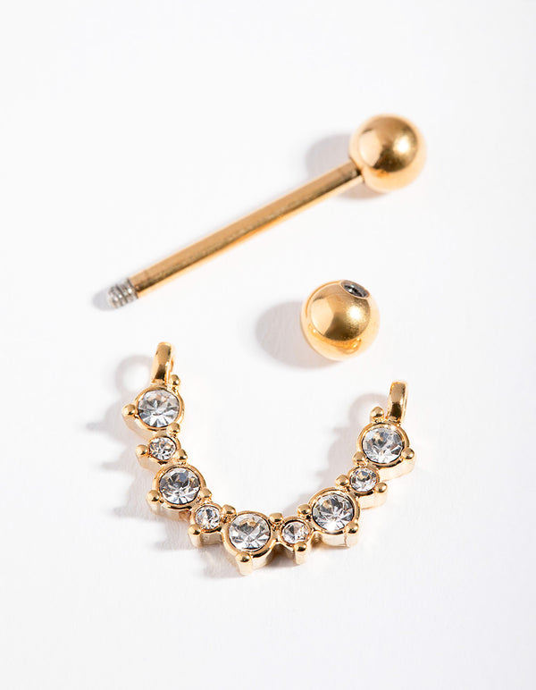 Gold Surgical Steel Curve Nipple Bar