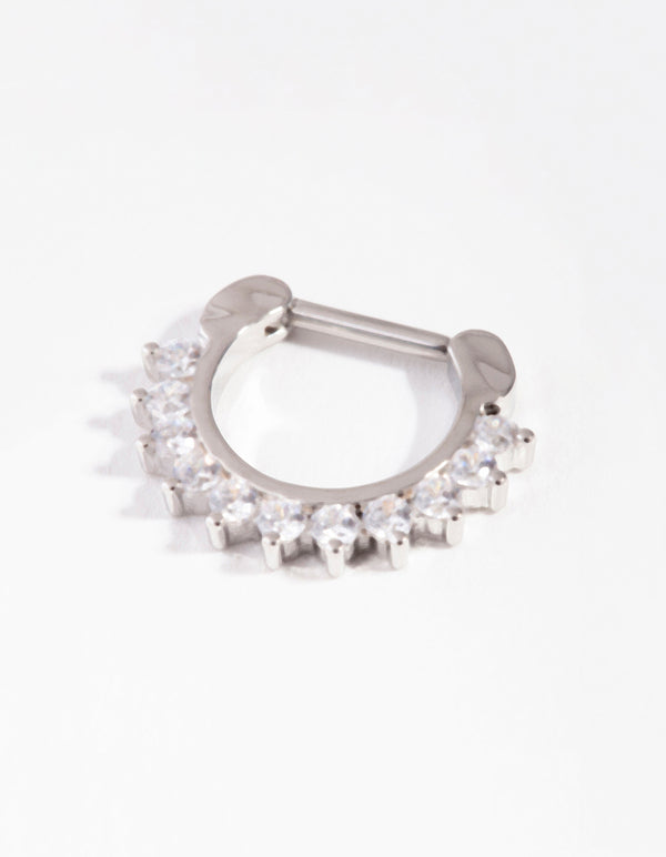 Surgical Steel Cubic Zirconia Septum
