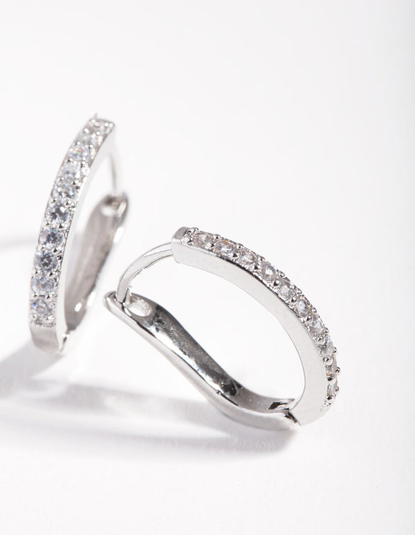 Fine Silver Cubic Zirconia Huggie Earrings