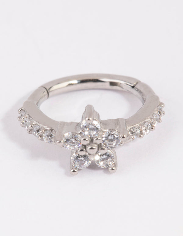 Surgical Steel Cubic Zirconia Flower Clicker