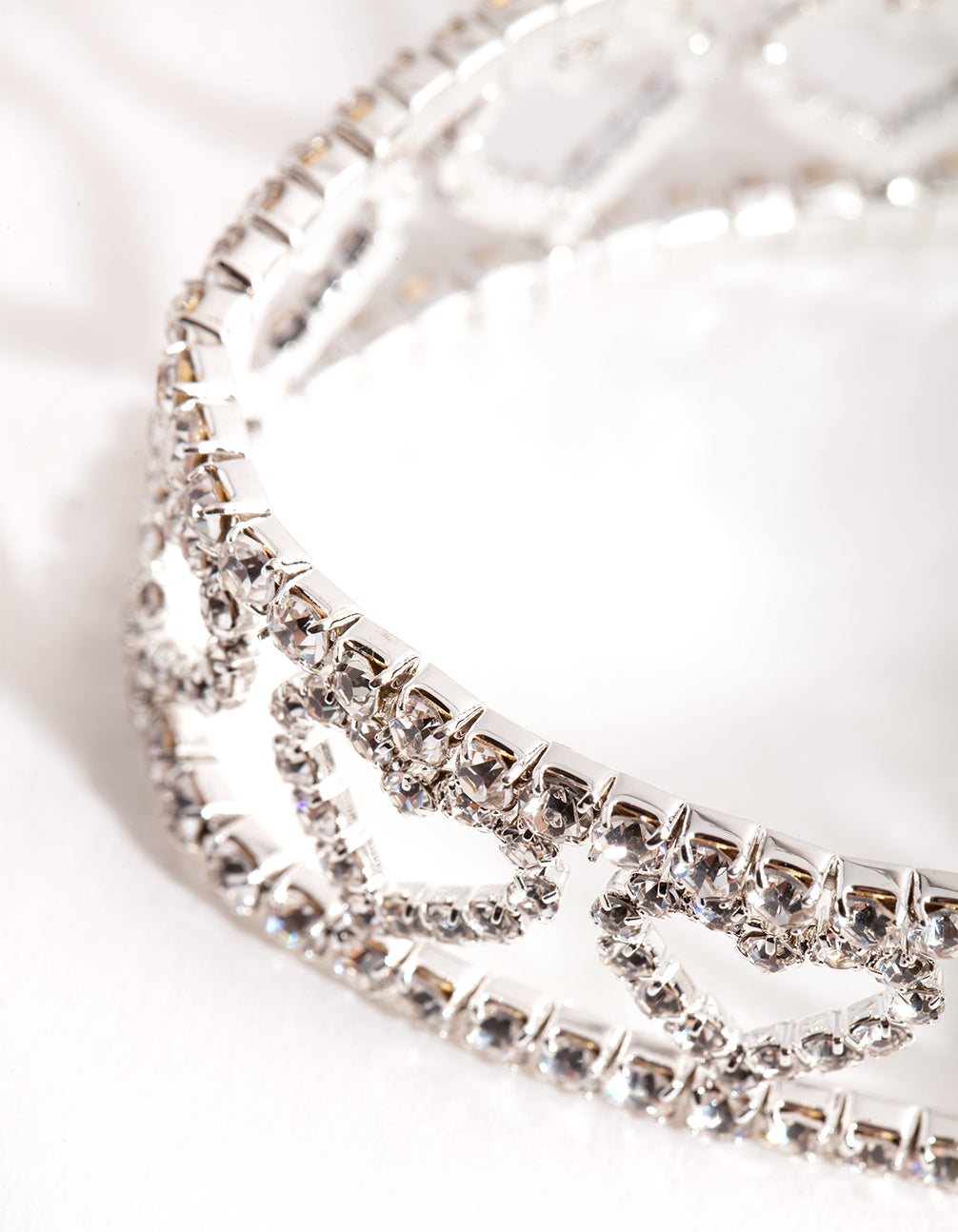 Silver Crystal Cut Out Heart Stretch Bracelet