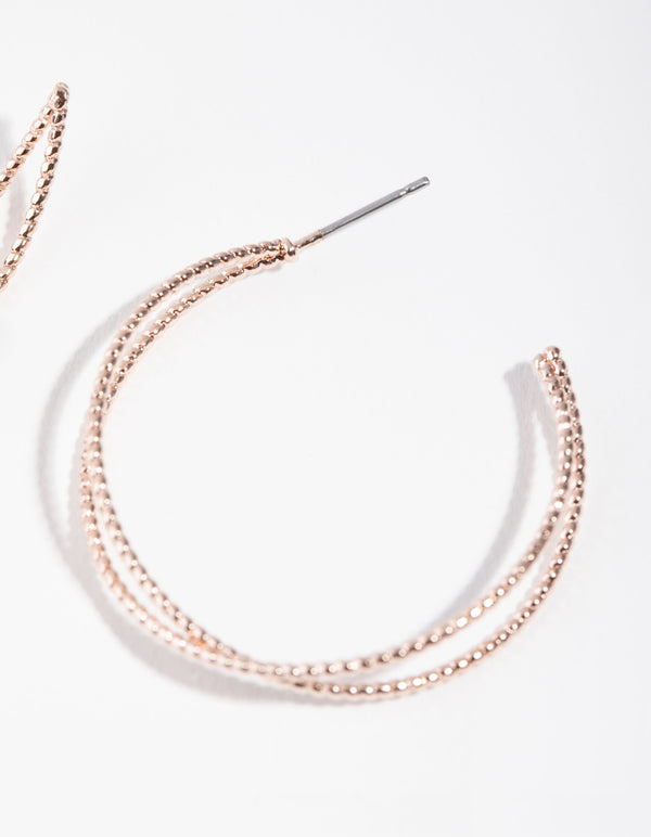 Rose Gold Crossover Hoop Earrings