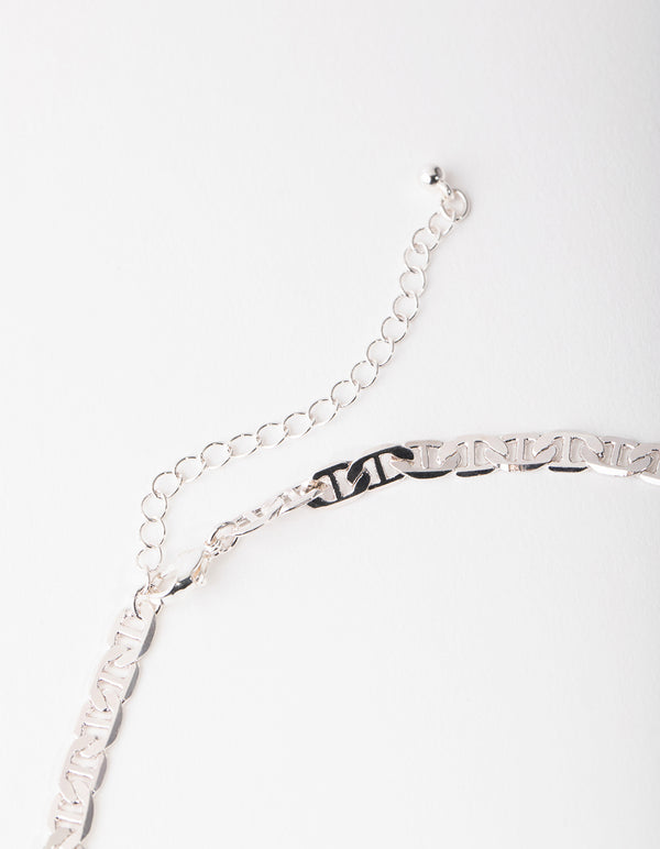 Silver Flat Mariner Chain Necklace