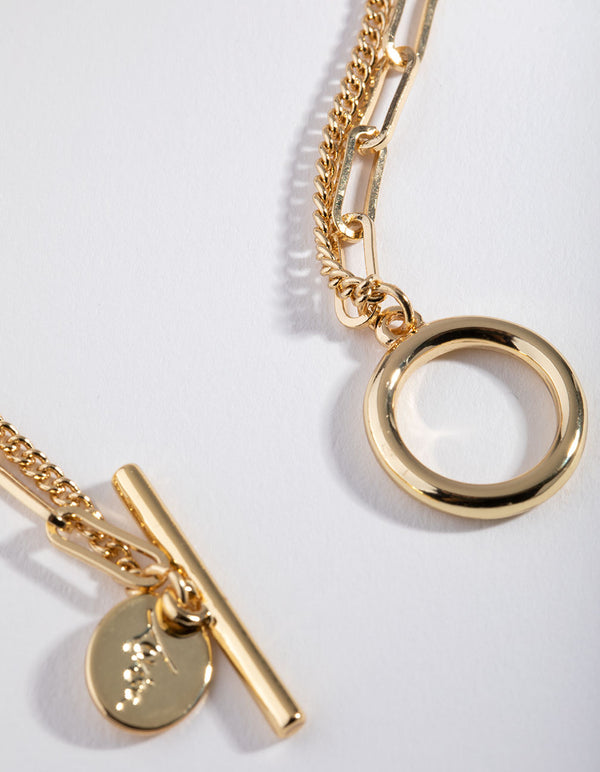 Gold Rectangle Link Bracelet