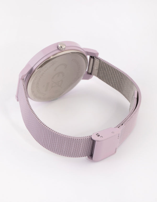 Matte Pink Mesh Strap Watch