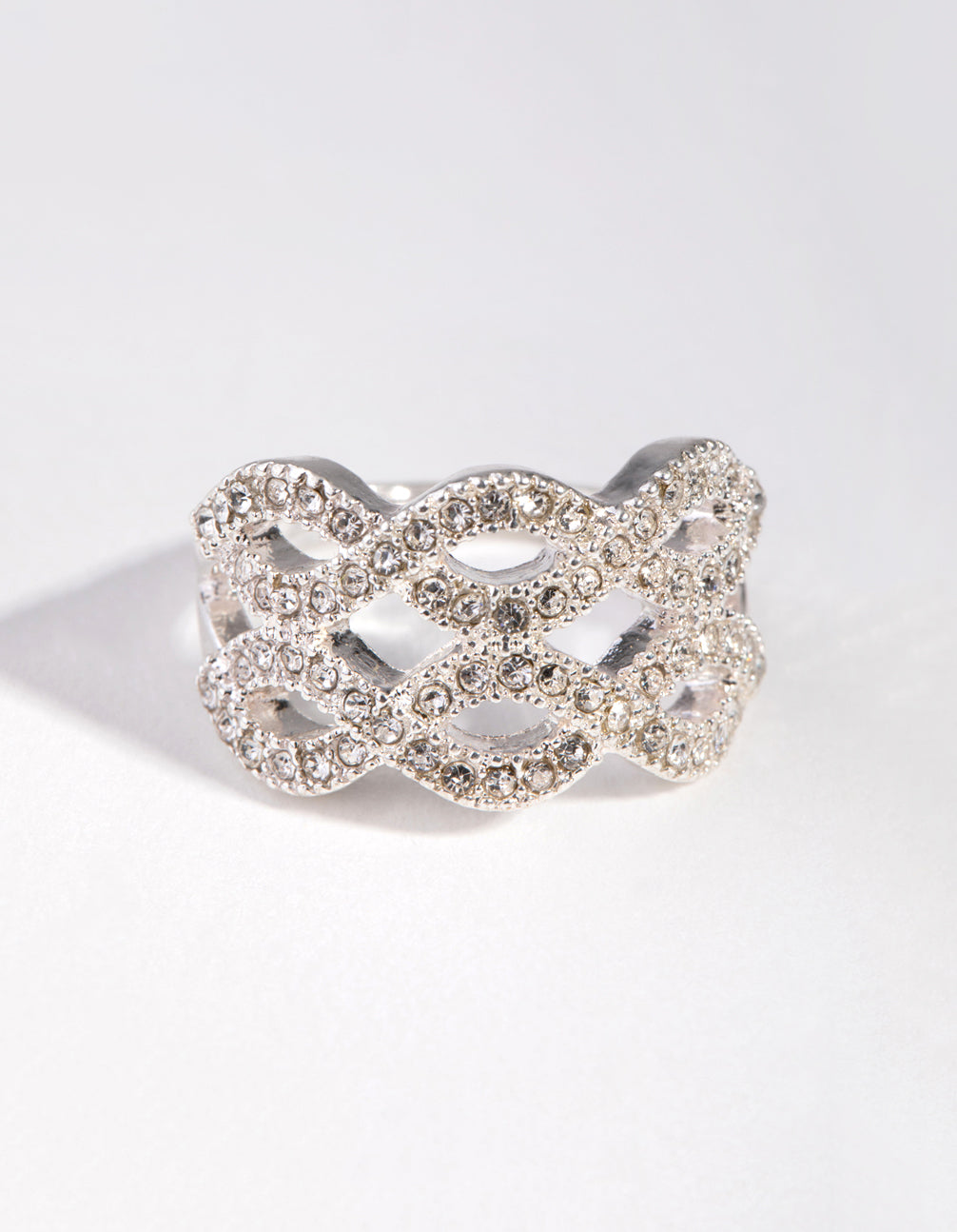 Silver Diamante Twisty Ring