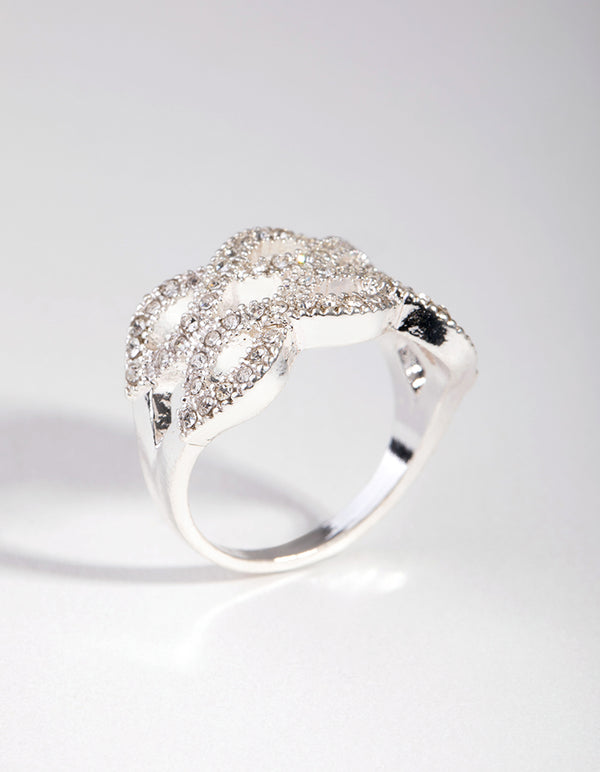 Silver Diamante Twisty Ring