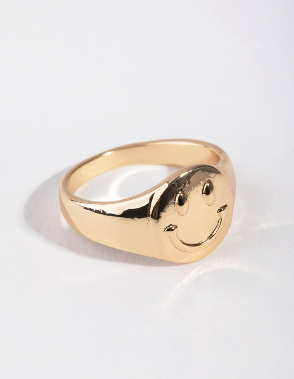 Gold Circle Signet Ring