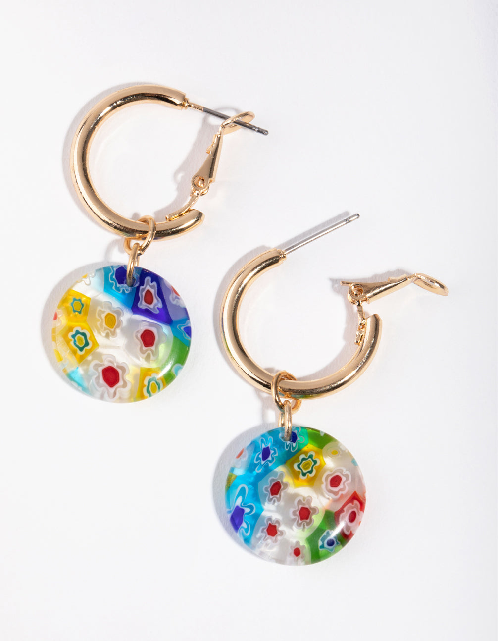 Gold Flower Pattern Drop Earrings