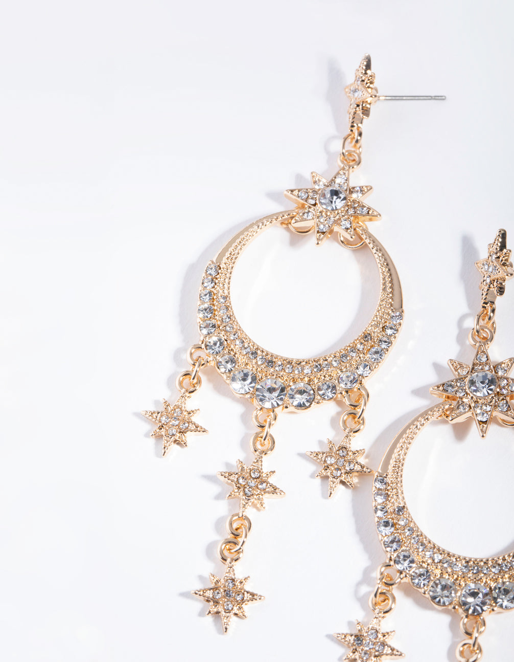 Gold Statement Diamante Drop Earrings