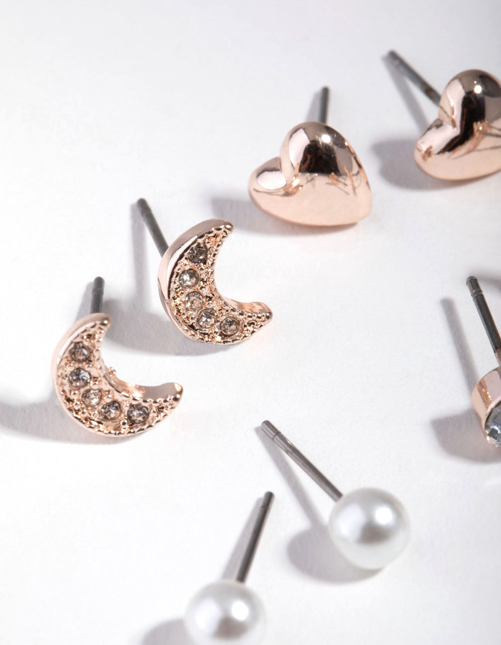 Rose Gold Star & Moon 5-Pack Stud Earring