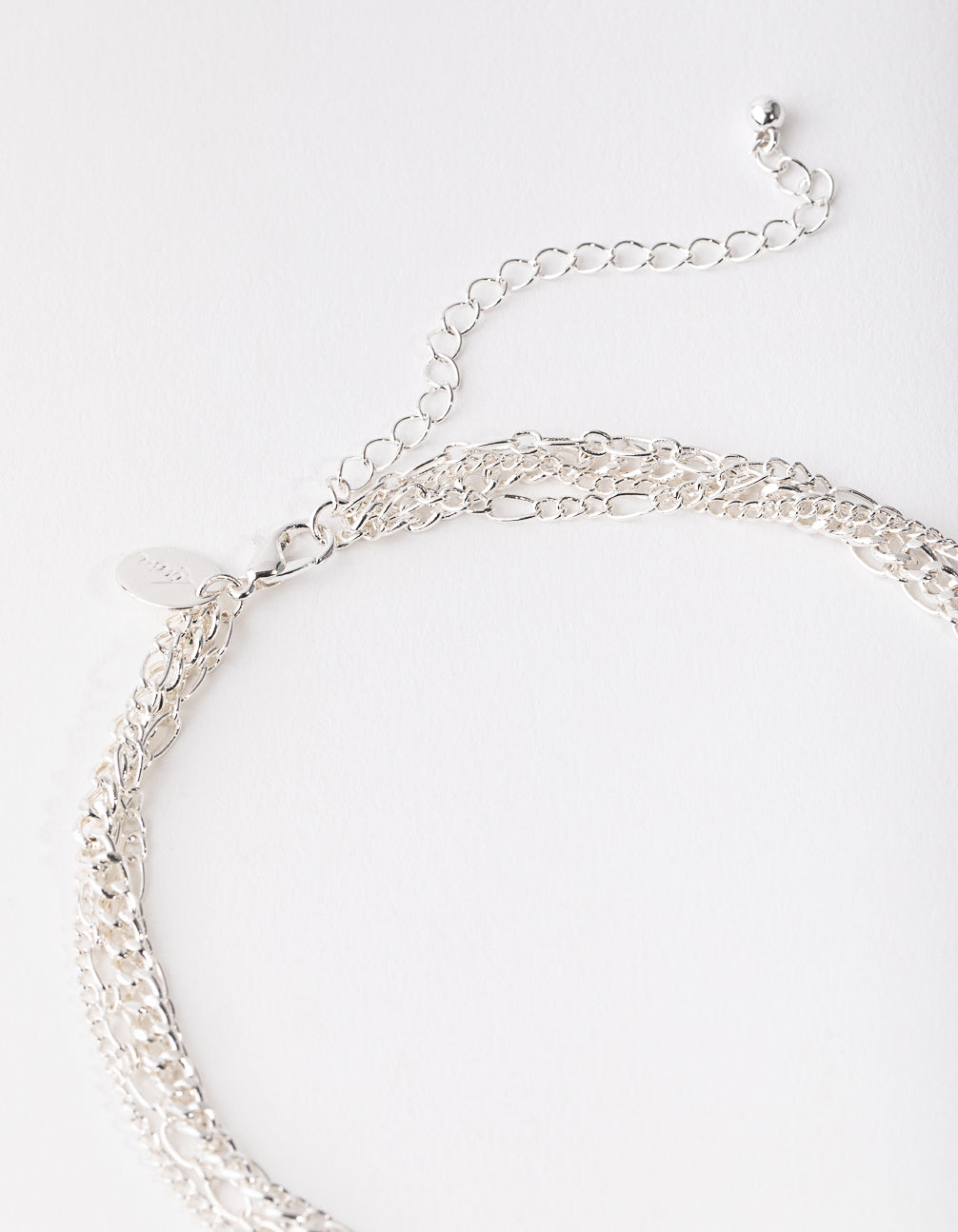 Silver Mix Chain Cross 4-row Necklace