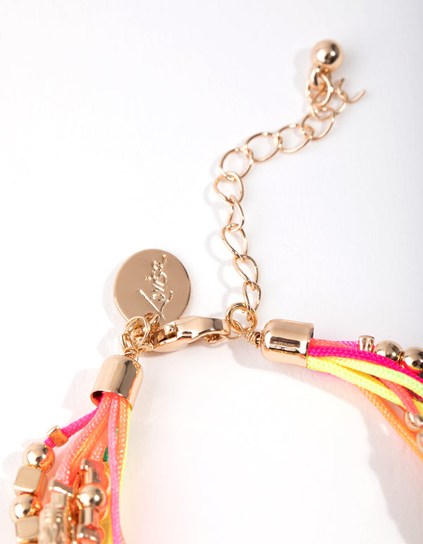 Gold Wax Cord Bead Bracelet