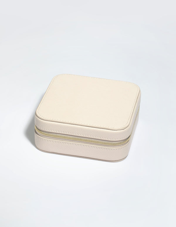 Blush Faux Leather Compact Square Jewellery Box