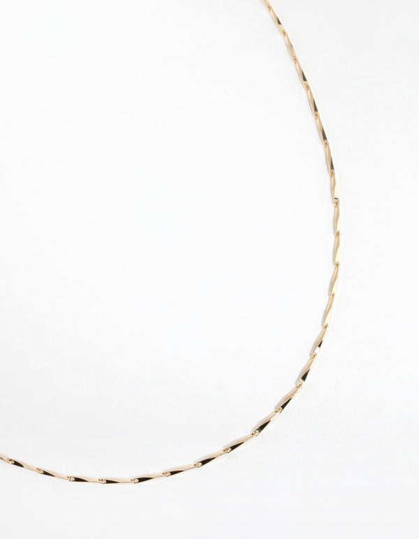 Gold Diamond Cut Tube Necklace