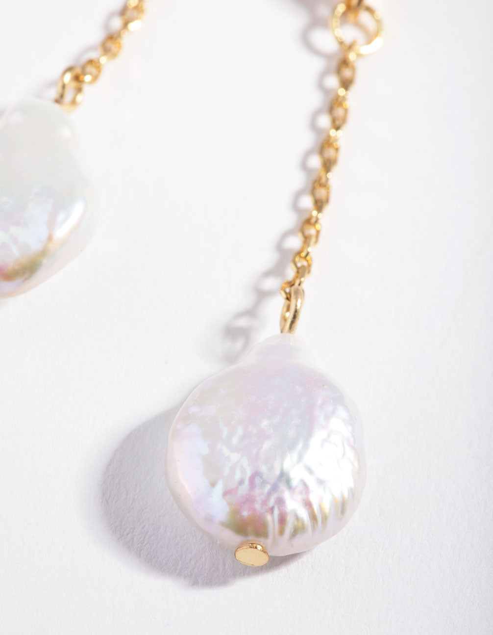 Gold Plated Chain & Freshwater Pearl Drop Earrings