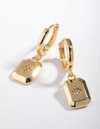 Gold Plated Diamante Rectangle Drop Earrings - link has visual effect only