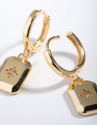 Gold Plated Diamante Rectangle Drop Earrings - link has visual effect only