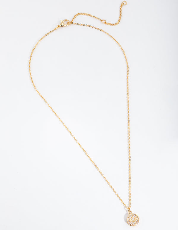 Gold Plated Diamante Evil Eye Necklace