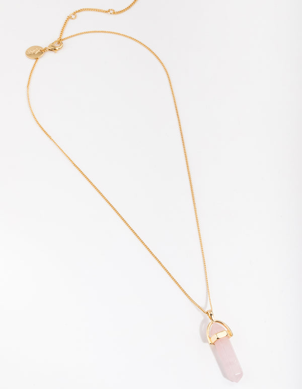 Gold Plated Semi Precious Pink Shard Necklace