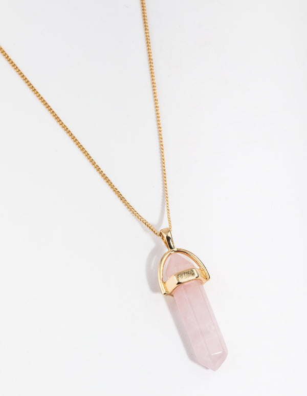 Gold Plated Semi Precious Pink Shard Necklace