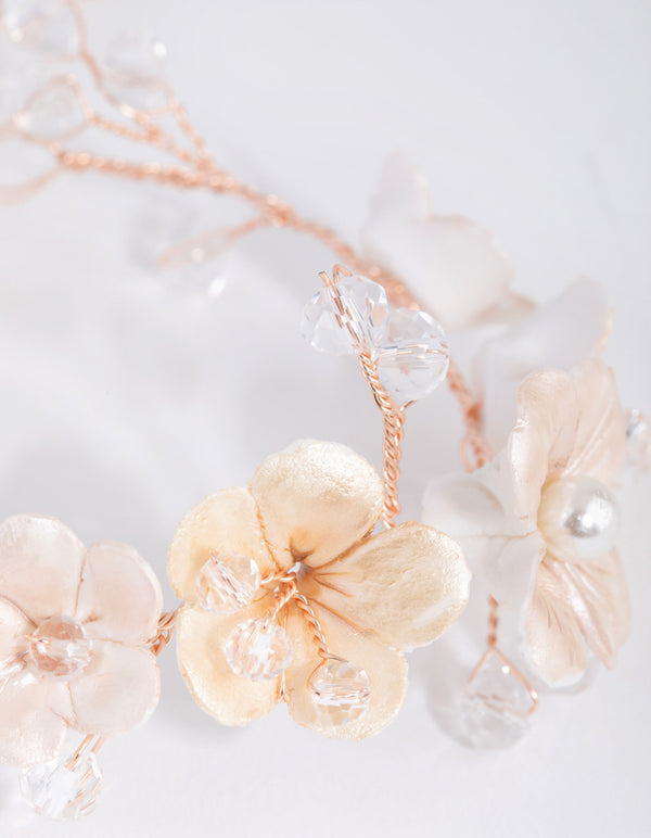 Rose Gold Wire Flower Bracelet