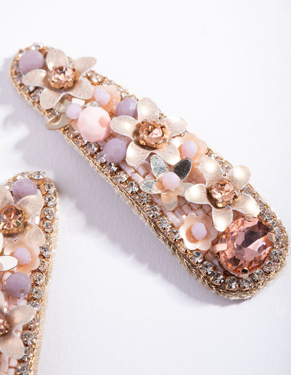 Gold Sequin Flower Bead Pack Clip