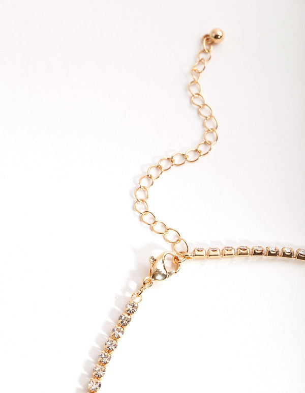 Gold Diamante Butterfly Choker