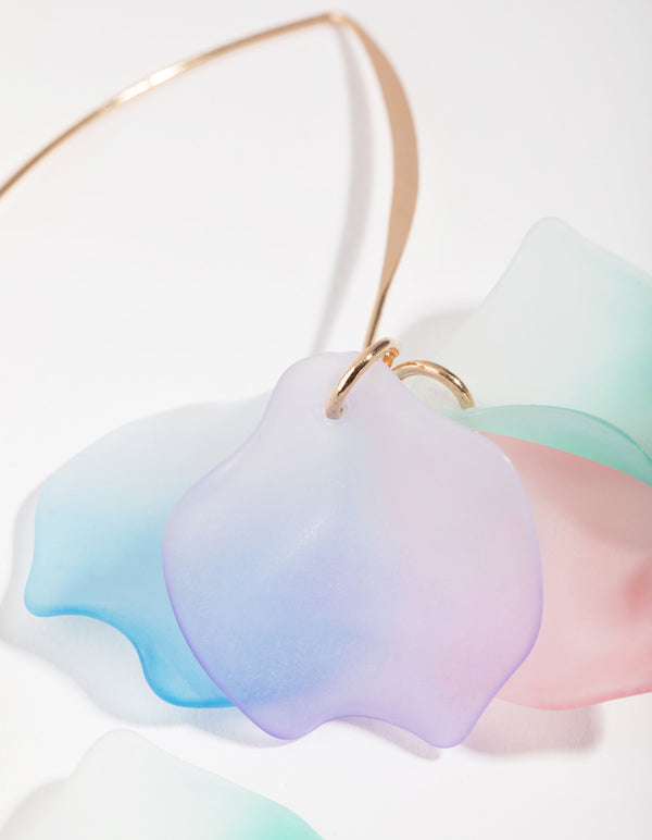 Gold Frosted Petal Drop Earrings