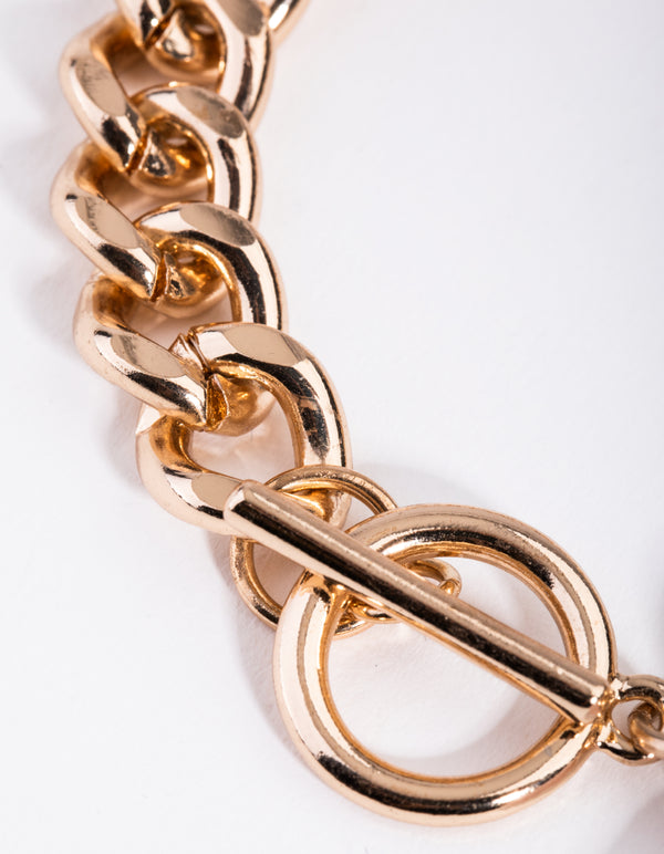 Gold Semi Precious Heart T&O Bracelet