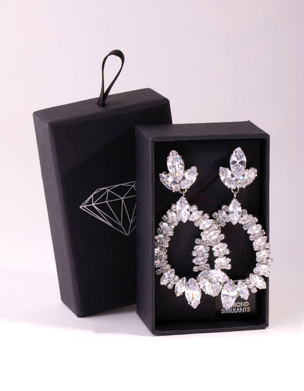 Silver Large Diamante Pear Drop