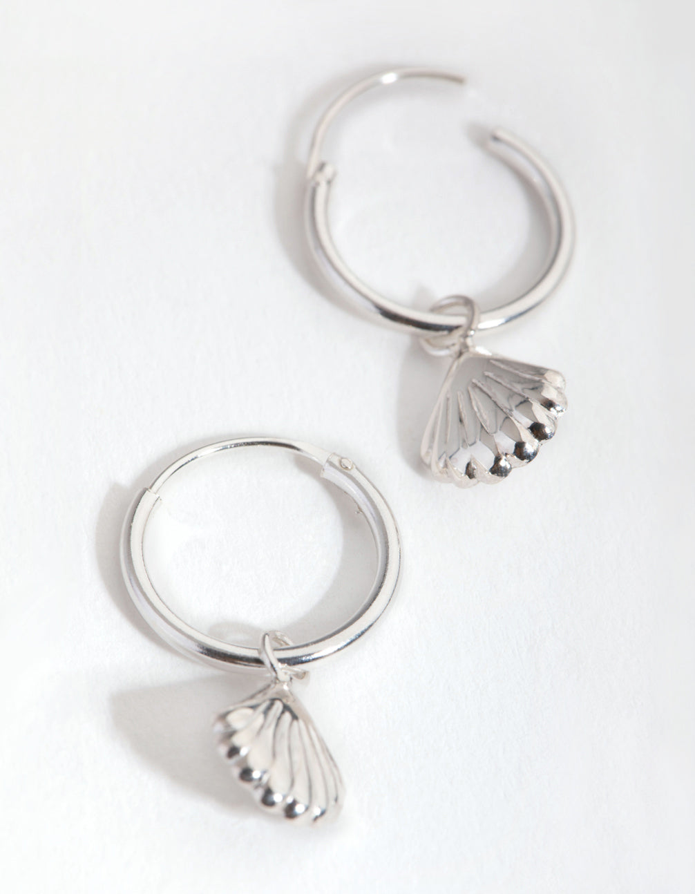 Sterling Silver Shell Hoop Earrings