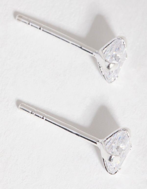 Sterling Silver Cubic Zirconia 3/4 Carat Asscher Stud Earrings