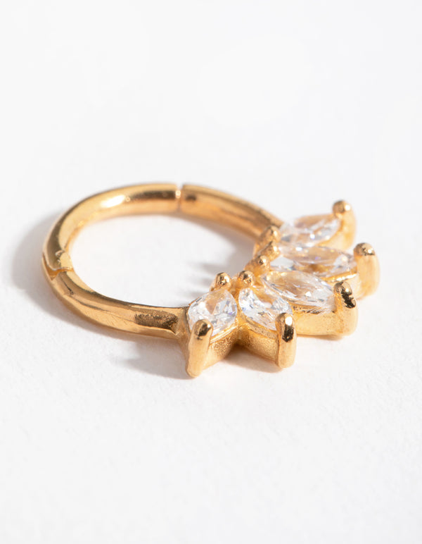 Gold Plated Sterling Silver Marquise Cubic Zirconia Clicker