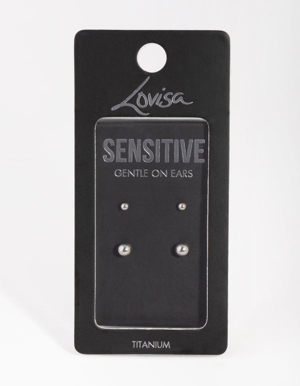 Titanium Graduated Ball Stud Earrings