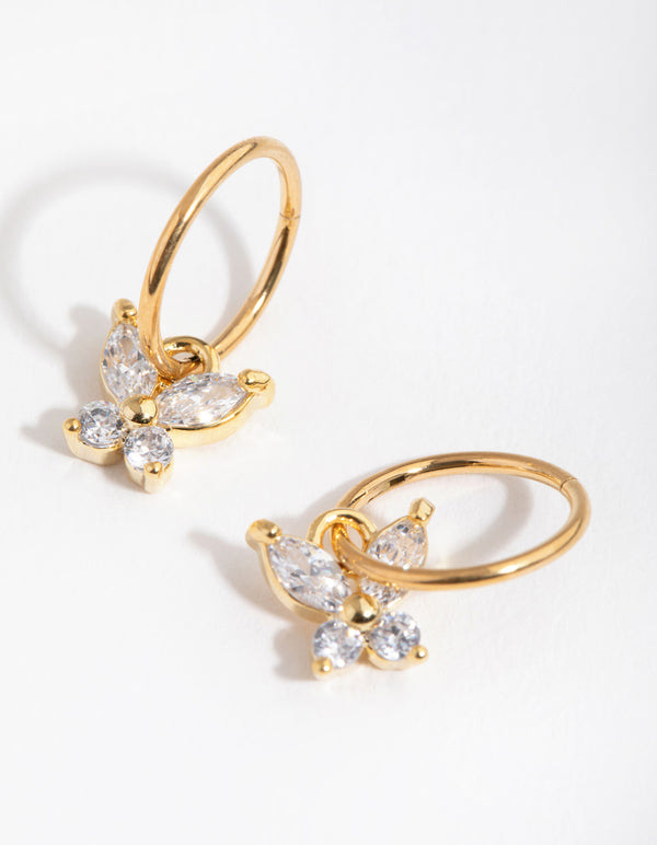 24 Carat Gold Plated Surgical Steel Butterfly Sleeper Earrings