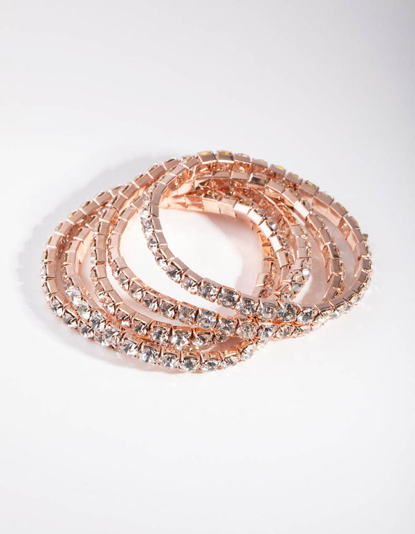 Rose Gold 5mm Cupchain Stretch 5-Pack Bracelets