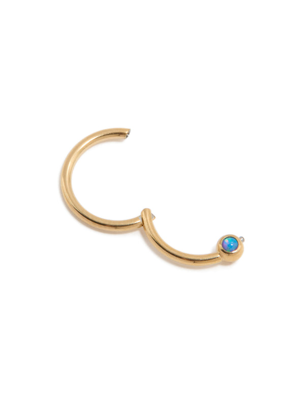 Titanium Gold Faux Opal Clicker Ring