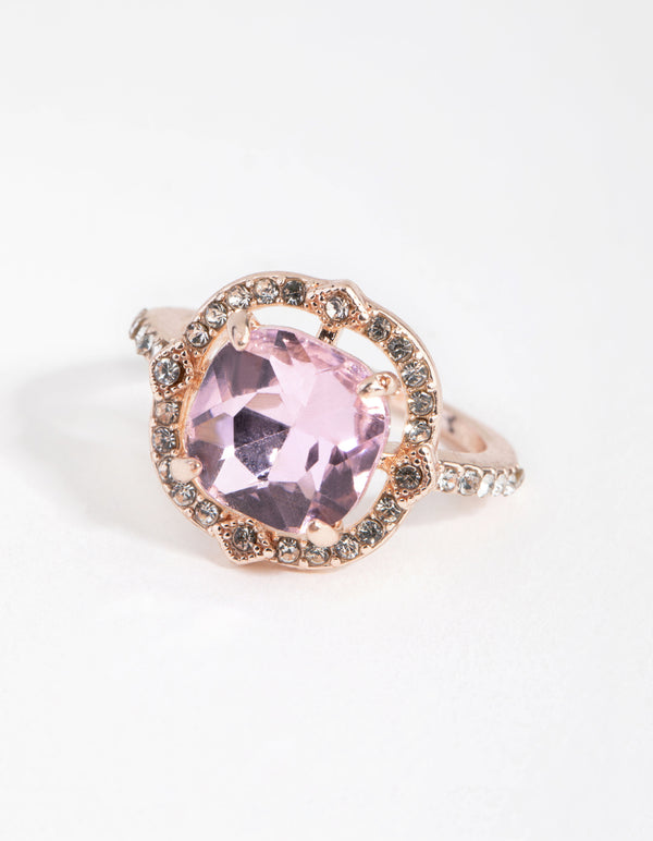 Rose Gold Pink Stone Ring