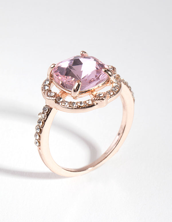 Rose Gold Pink Stone Ring